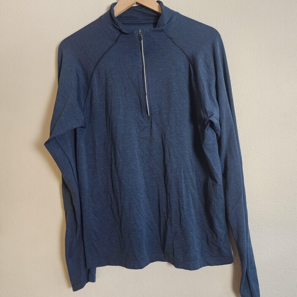 Lululemon Pullover Mens Large Blue Long Sleeve Quarter Zip Live In Practice Top